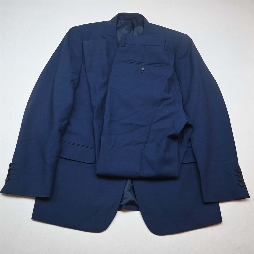 Mantoni 40R 34x32 Blue Super 140s Wool Soft Shoulder Mens Jacket Pants Suit